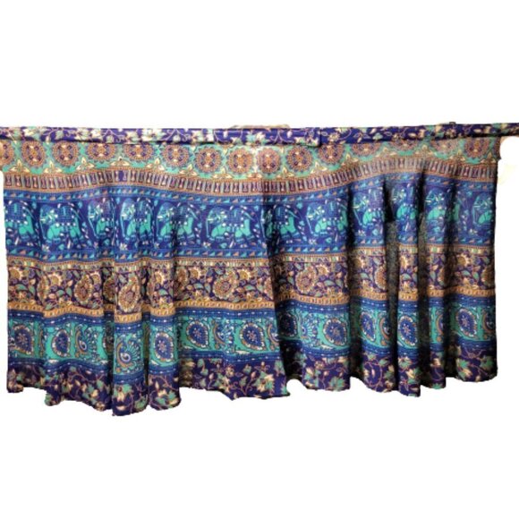 𝅺Wrap Skirt Cotton Knee Length Blue Skirt One Size - NEW! - Picture 4 of 6